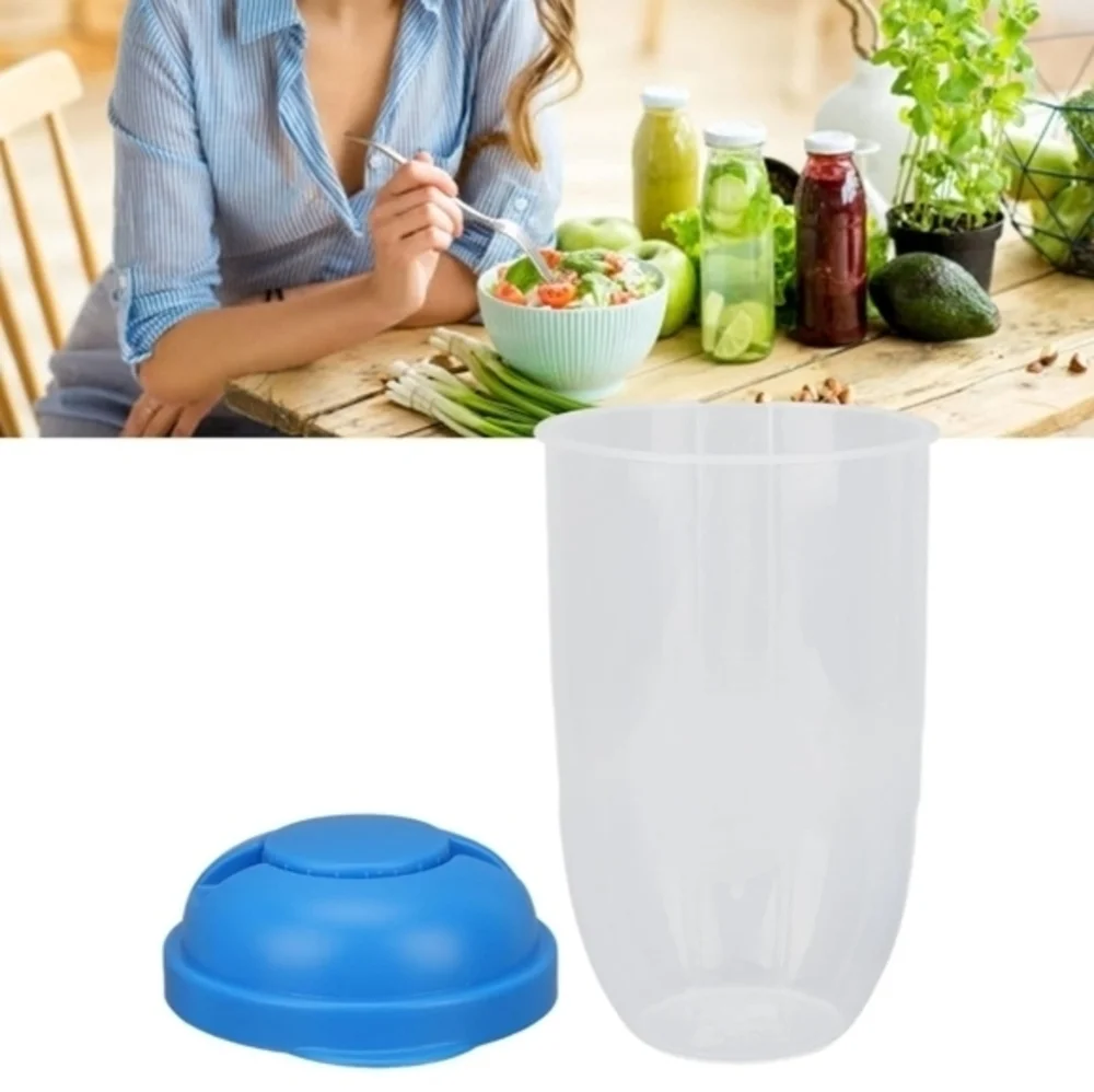 Fresh Salad to Go Container‎ Set with Fork and Dressing Holder, Blue (10…